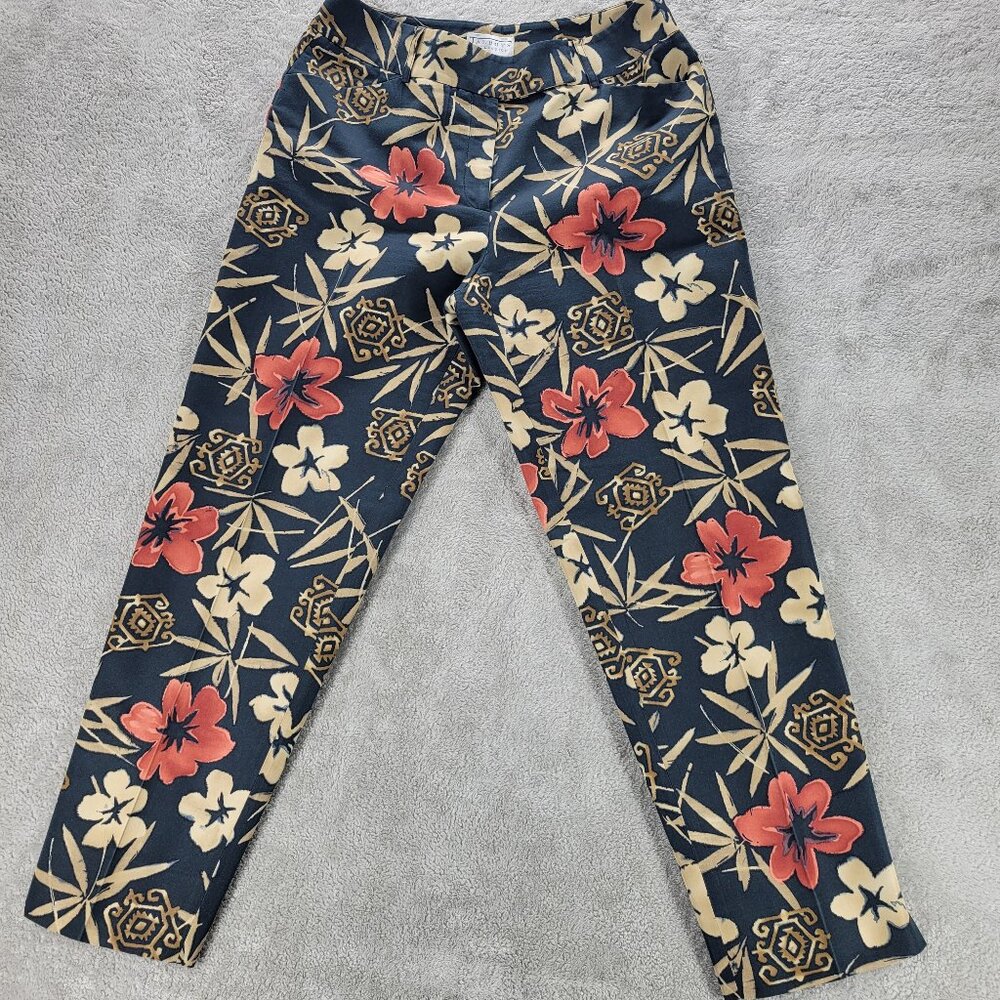 Talbot's Collection Silk/Cotton Blend Tropical Floral Print Pants-Women's Sz 10